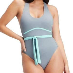 Fabletics Gray and Light Blue Swimsuit